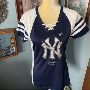 New York Yankees Majestic Top W/ Sequin Accents M